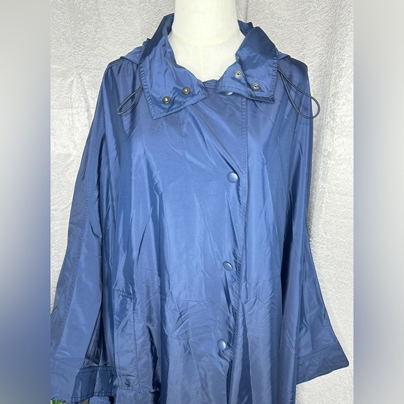 NWT Zara Women’s Navy Blue Hooded Poncho Limited Edition Sz Medium - Picture 5 of 11